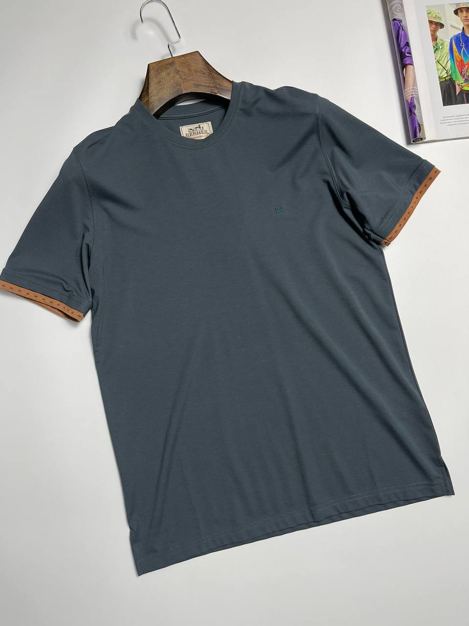 Hermes футболка мужская BP-48687 повседневная Hermes футболка мужская BP-48687 повседневная