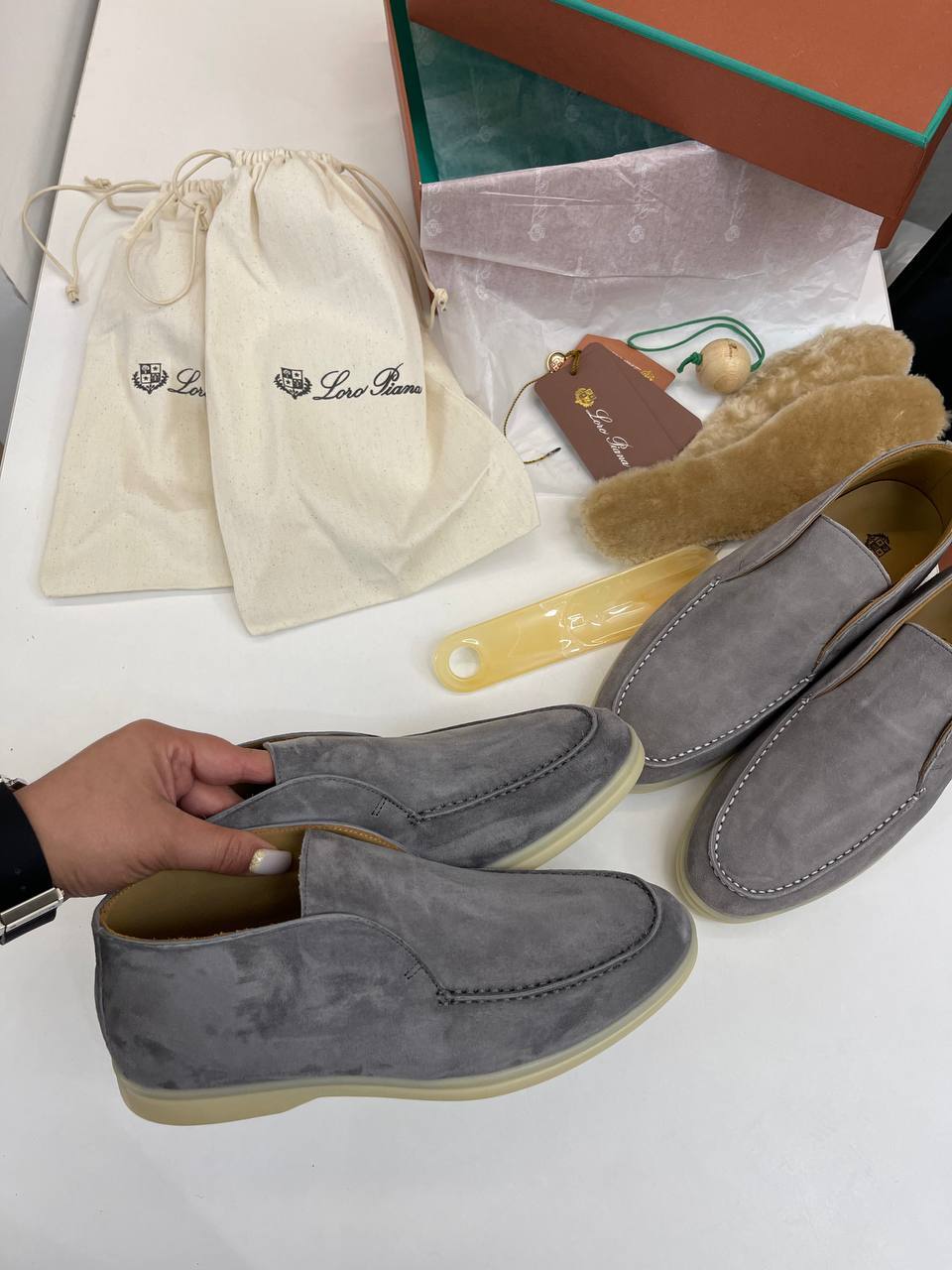 Ботинки женские темно-серые люкс Loro Piana BP-39535 Ботинки женские темно-серые люкс Loro Piana BP-39535