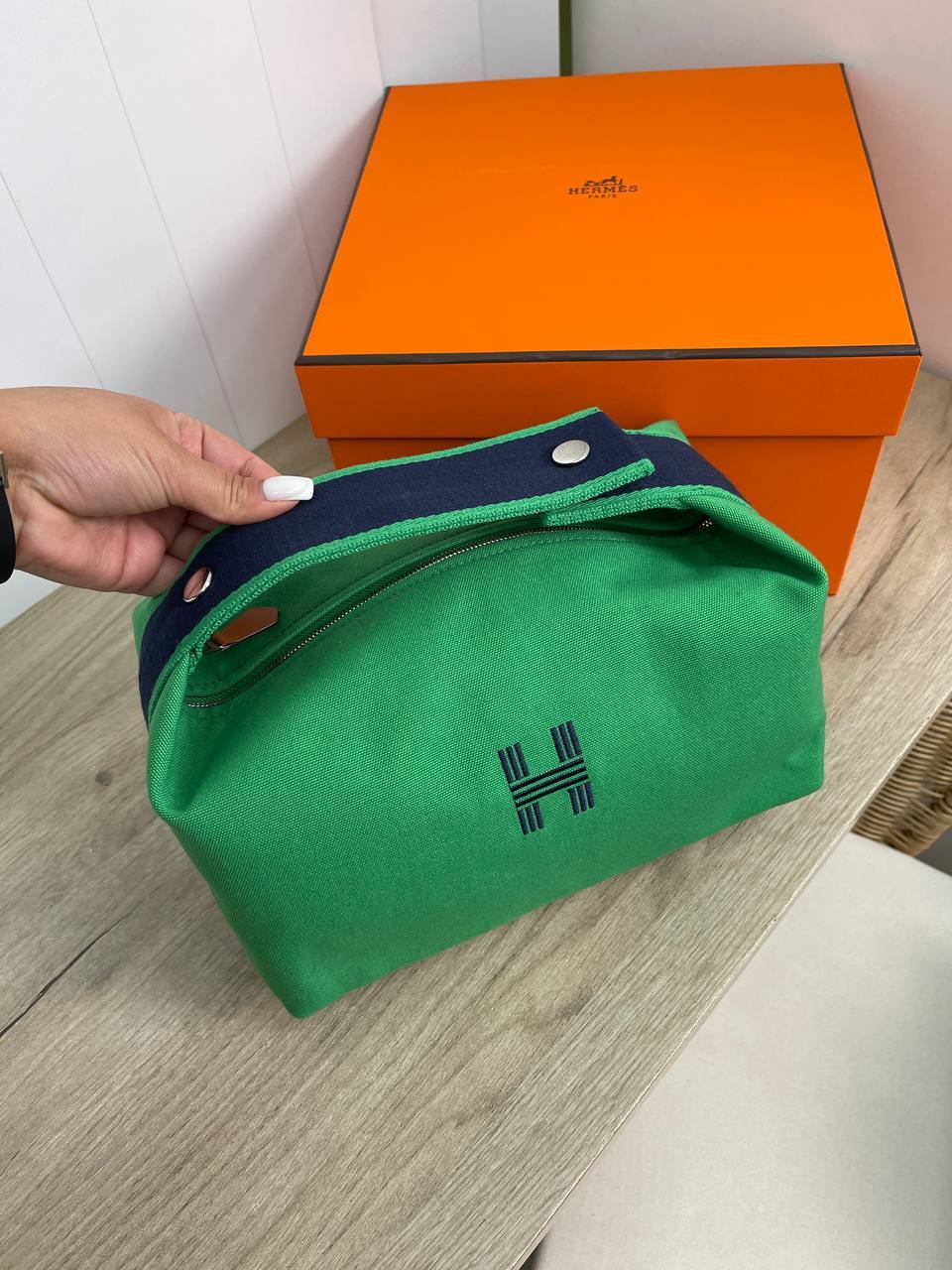 Премиум косметичка зеленая женская Hermes BP-19731 Премиум косметичка зеленая женская Hermes BP-19731