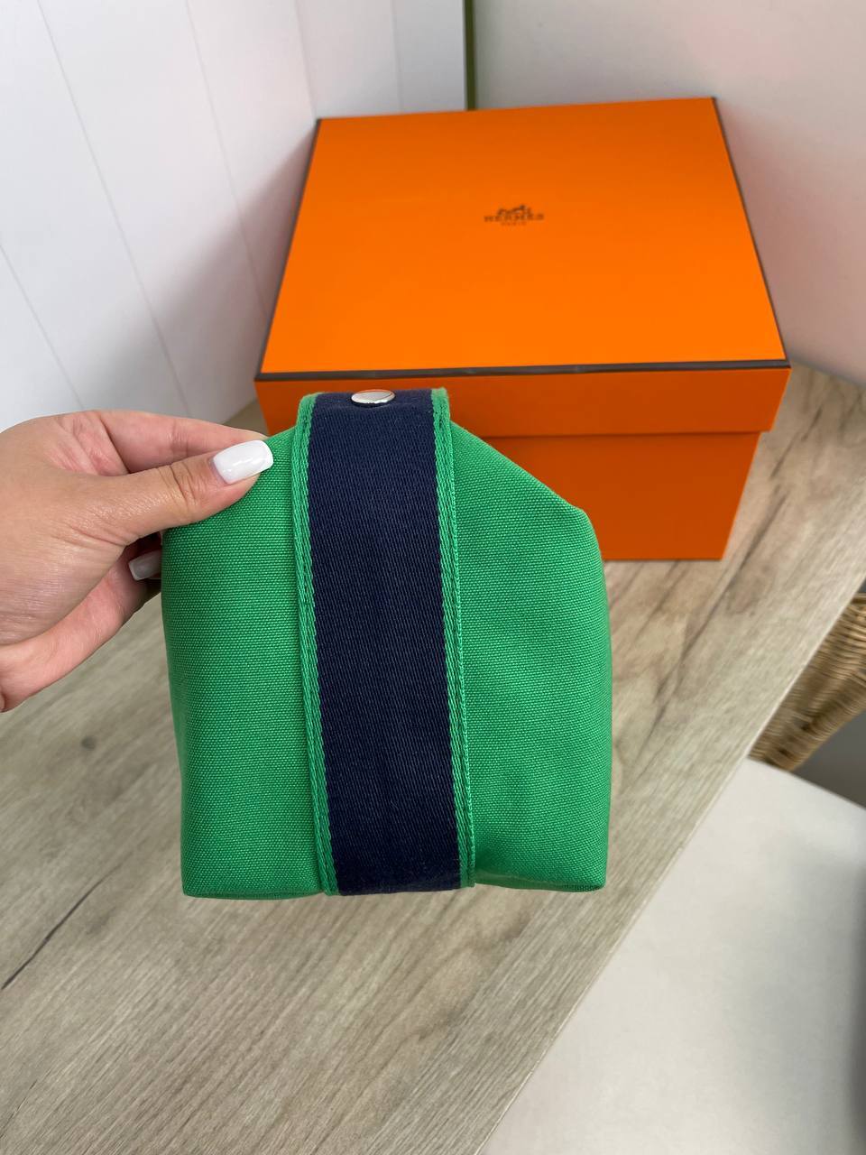 Премиум косметичка зеленая женская Hermes BP-19731 Премиум косметичка зеленая женская Hermes BP-19731