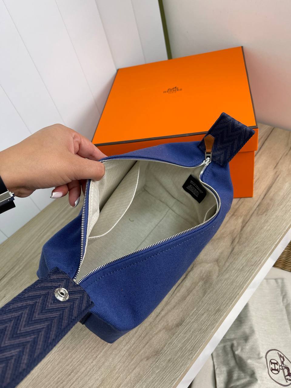 Элитная косметичка синяя женская Hermes BP-19732 Элитная косметичка синяя женская Hermes BP-19732