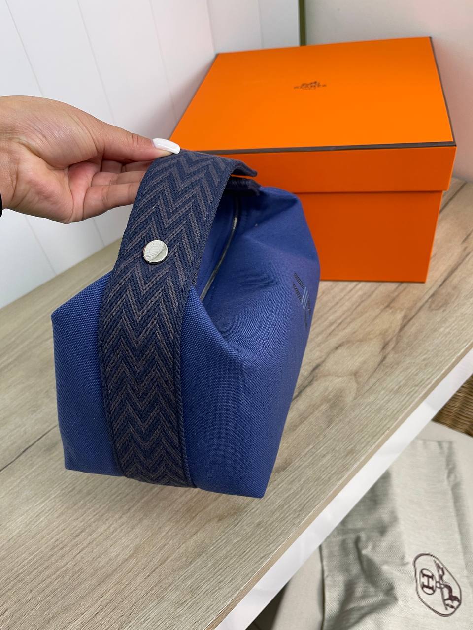 Элитная косметичка синяя женская Hermes BP-19732 Элитная косметичка синяя женская Hermes BP-19732