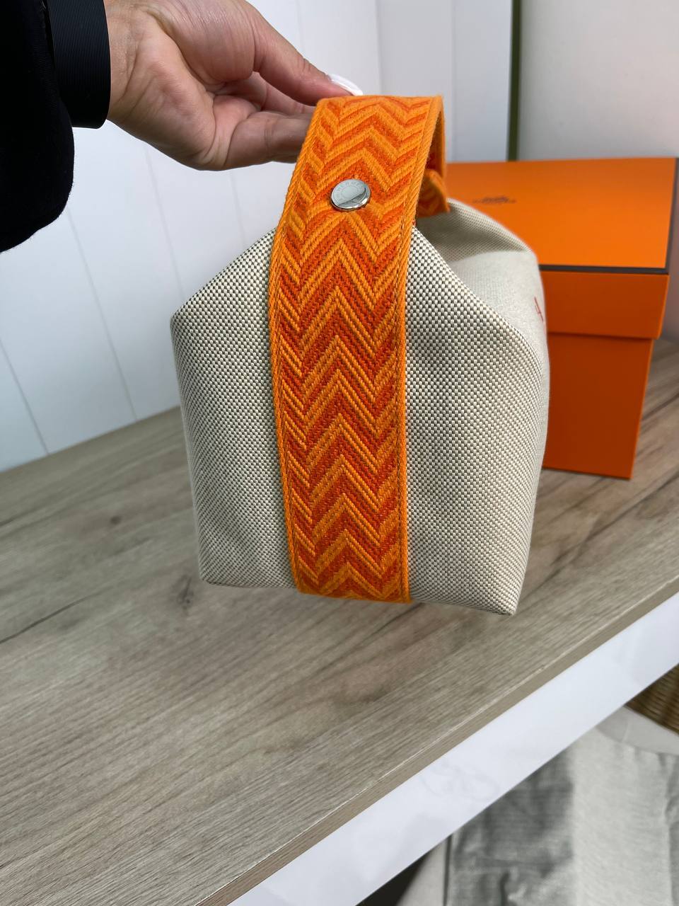 Косметичка кремовая женская премиум Hermes BP-19730 Косметичка кремовая женская премиум Hermes BP-19730