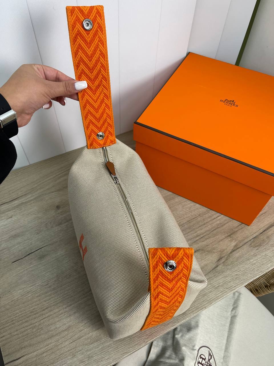 Косметичка кремовая женская премиум Hermes BP-19730 Косметичка кремовая женская премиум Hermes BP-19730