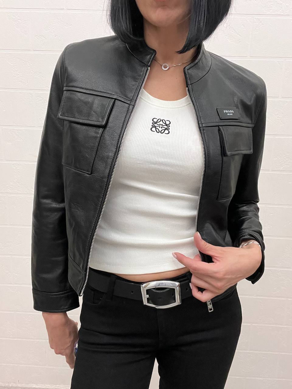 Кожаная куртка премиум Prada BP-49327 Кожаная куртка премиум Prada BP-49327