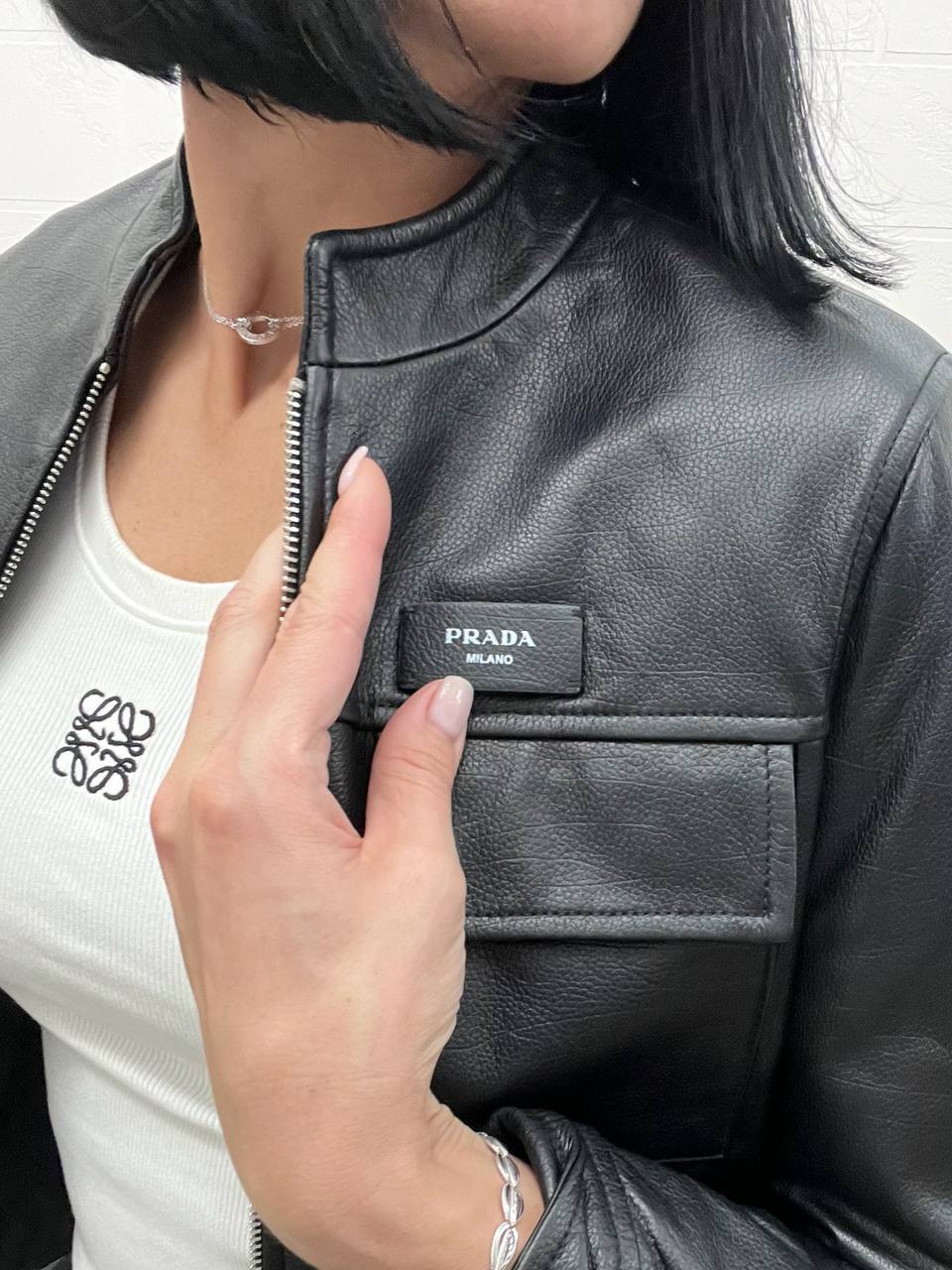 Кожаная куртка премиум Prada BP-49327 Кожаная куртка премиум Prada BP-49327