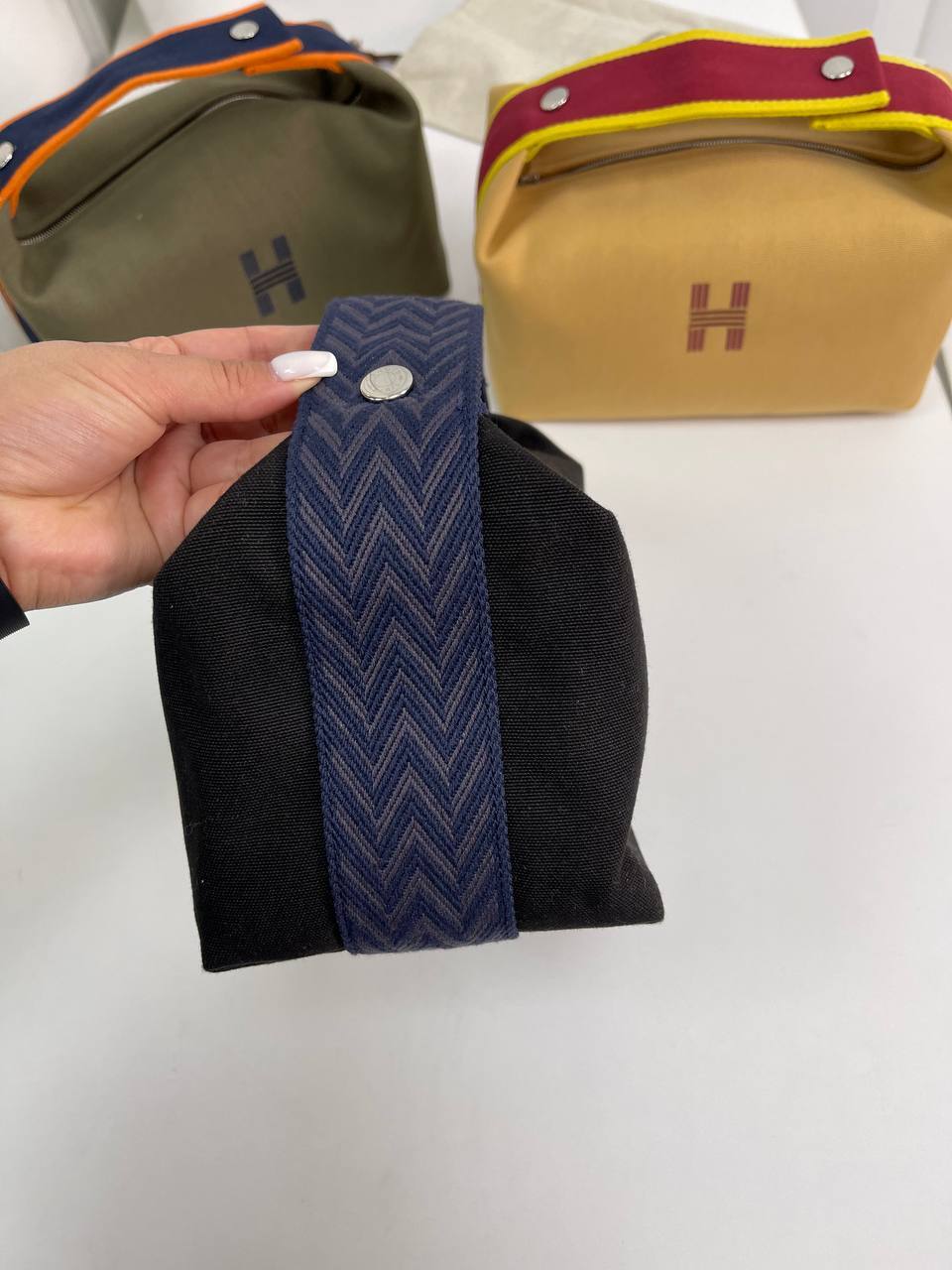 Элитная косметичка серо-синяя женская Hermes BP-19667 Элитная косметичка серо-синяя женская Hermes BP-19667