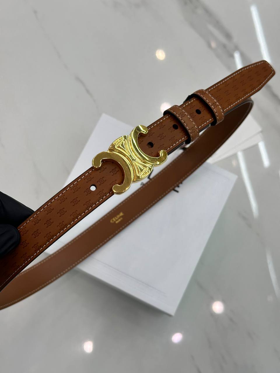 Премиальный кожаный ремень коричневый Celine BP-624142 Премиальный кожаный ремень коричневый Celine BP-624142