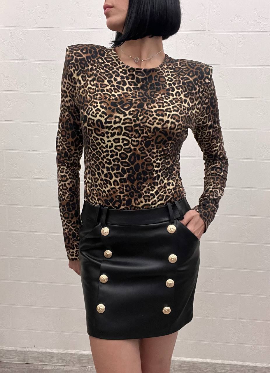 Кожаная люксовая юбка Balmain BP-53078 Кожаная люксовая юбка Balmain BP-53078