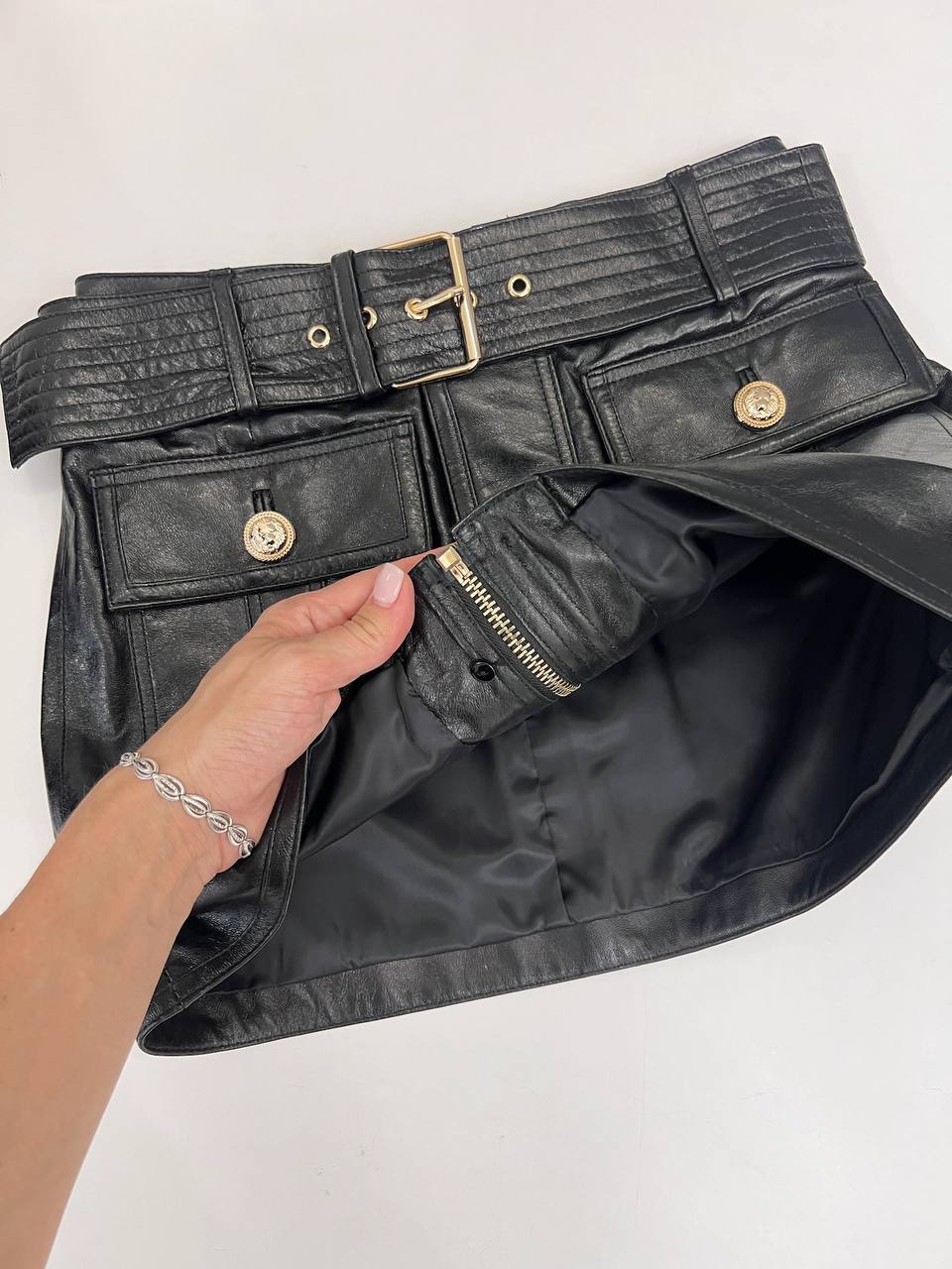 Кожаная коллекционная юбка Balmain BP-53074 Кожаная коллекционная юбка Balmain BP-53074