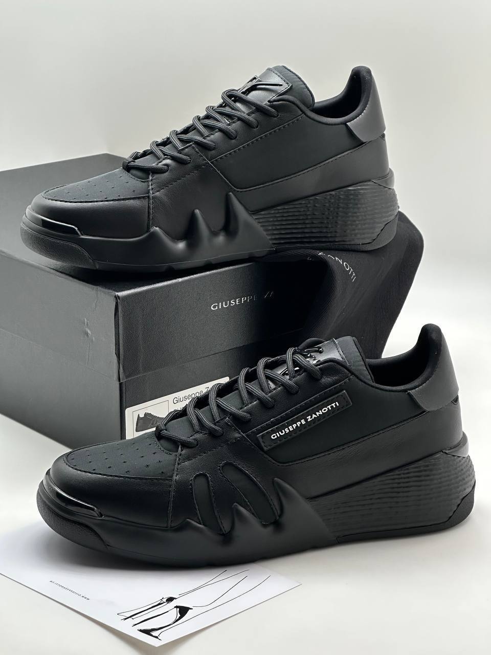 Черные кожаные кроссовки Giuseppe Zanotti BP-35053 Черные кожаные кроссовки Giuseppe Zanotti BP-35053