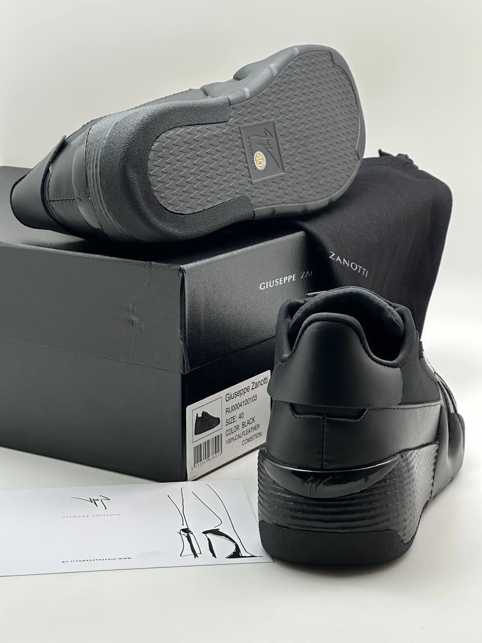 Черные кожаные кроссовки Giuseppe Zanotti BP-35053 Черные кожаные кроссовки Giuseppe Zanotti BP-35053