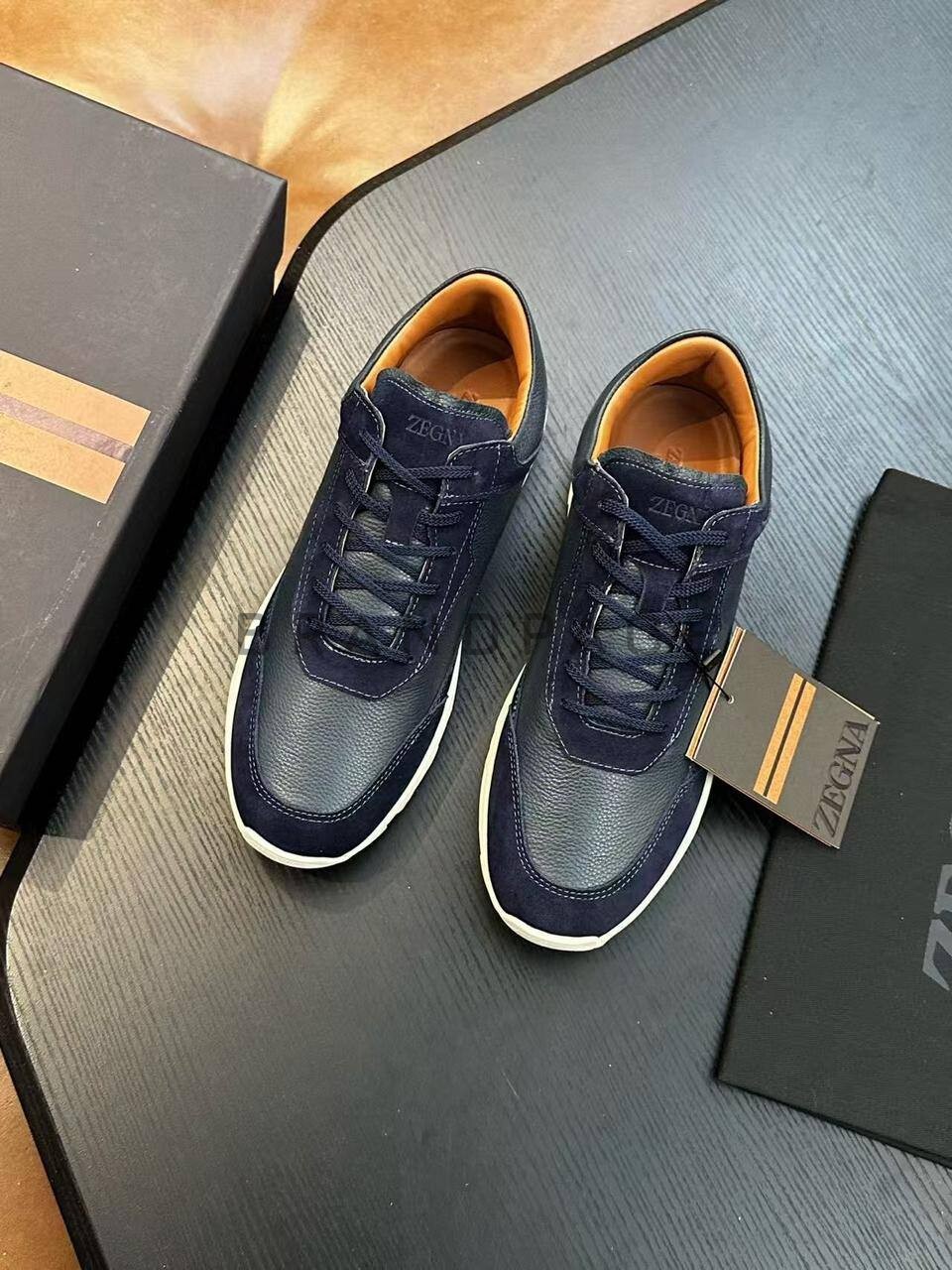 Кроссовки из кожи и замши Zegna BPLUX5419 Кроссовки из кожи и замши Zegna BPLUX5419