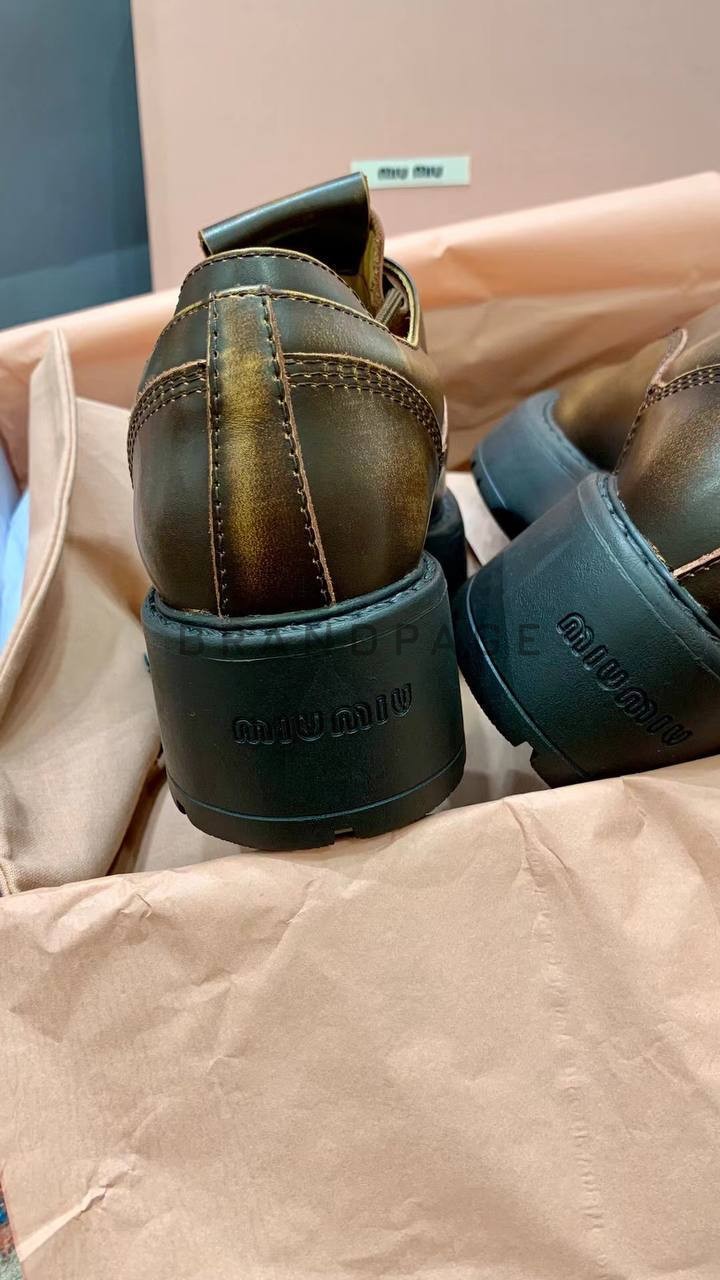 Женские кожаные лоферы Miu Miu BPLUX12465 Женские кожаные лоферы Miu Miu BPLUX12465