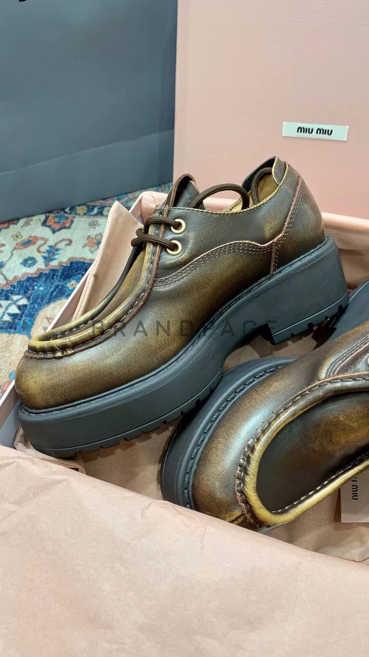 Женские кожаные лоферы Miu Miu BPLUX12465 Женские кожаные лоферы Miu Miu BPLUX12465