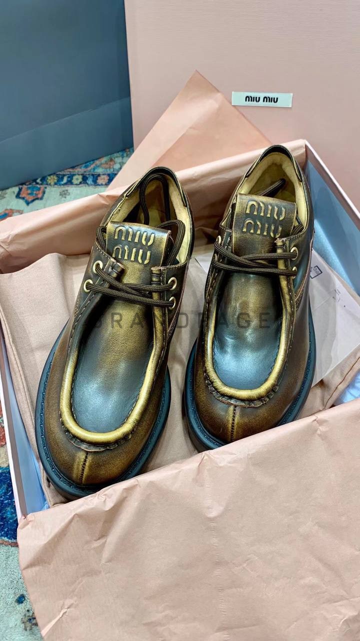 Женские кожаные лоферы Miu Miu BPLUX12465 Женские кожаные лоферы Miu Miu BPLUX12465