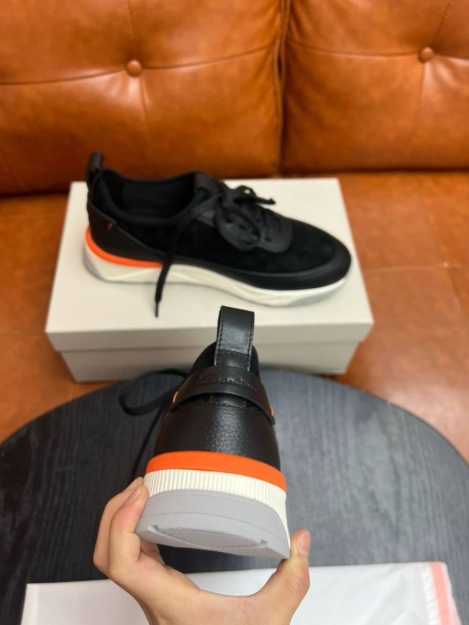 Черные кроссовки Santoni BP-46987 Черные кроссовки Santoni BP-46987