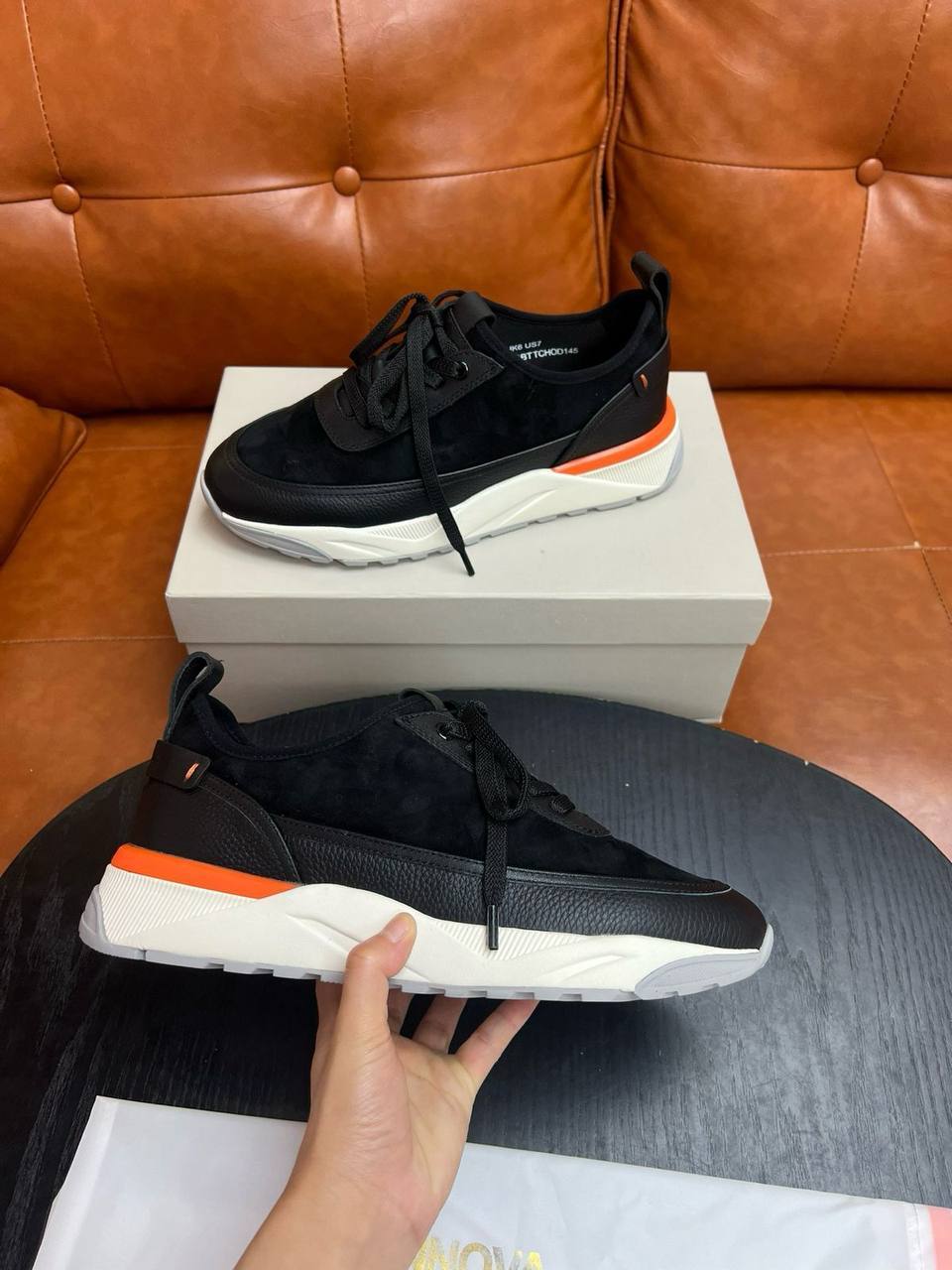 Черные кроссовки Santoni BP-46987 Черные кроссовки Santoni BP-46987