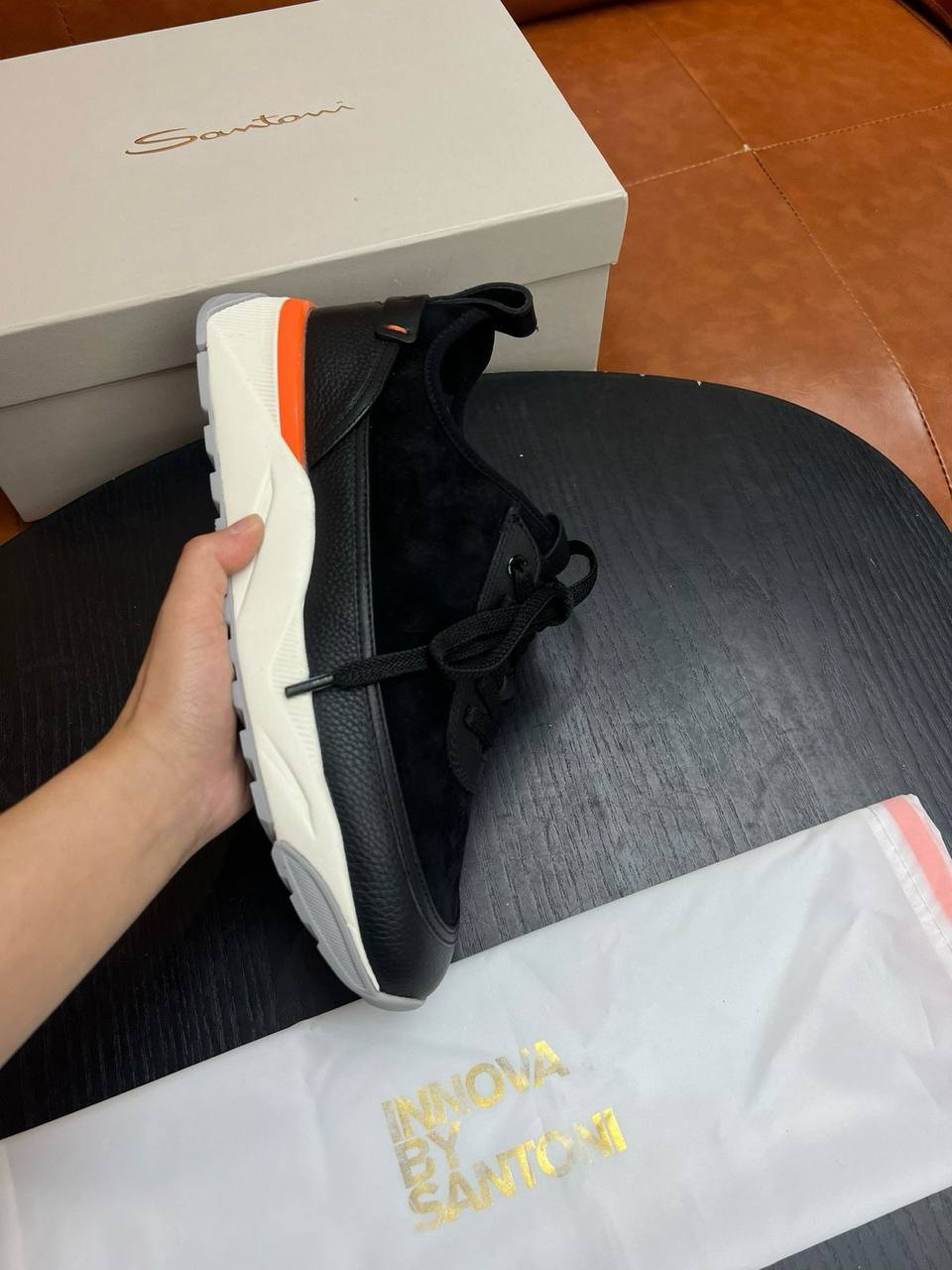 Черные кроссовки Santoni BP-46987 Черные кроссовки Santoni BP-46987