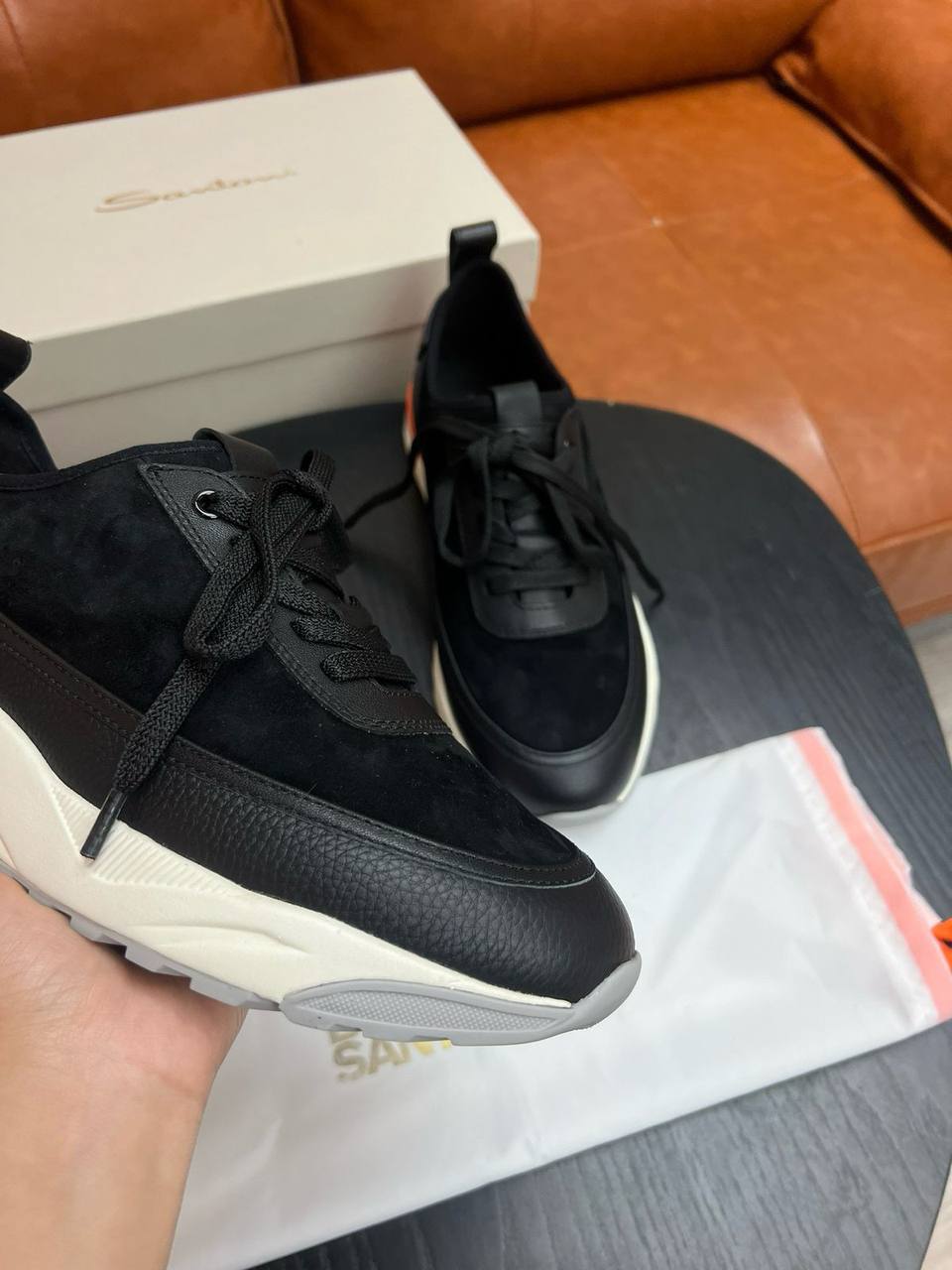 Черные кроссовки Santoni BP-46987 Черные кроссовки Santoni BP-46987