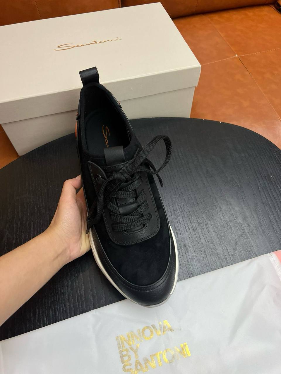 Черные кроссовки Santoni BP-46987 Черные кроссовки Santoni BP-46987