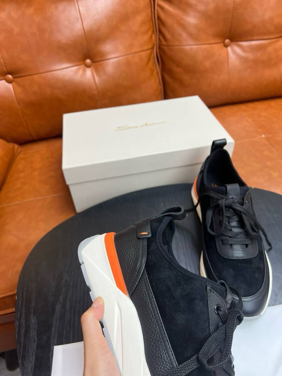 Черные кроссовки Santoni BP-46987 Черные кроссовки Santoni BP-46987