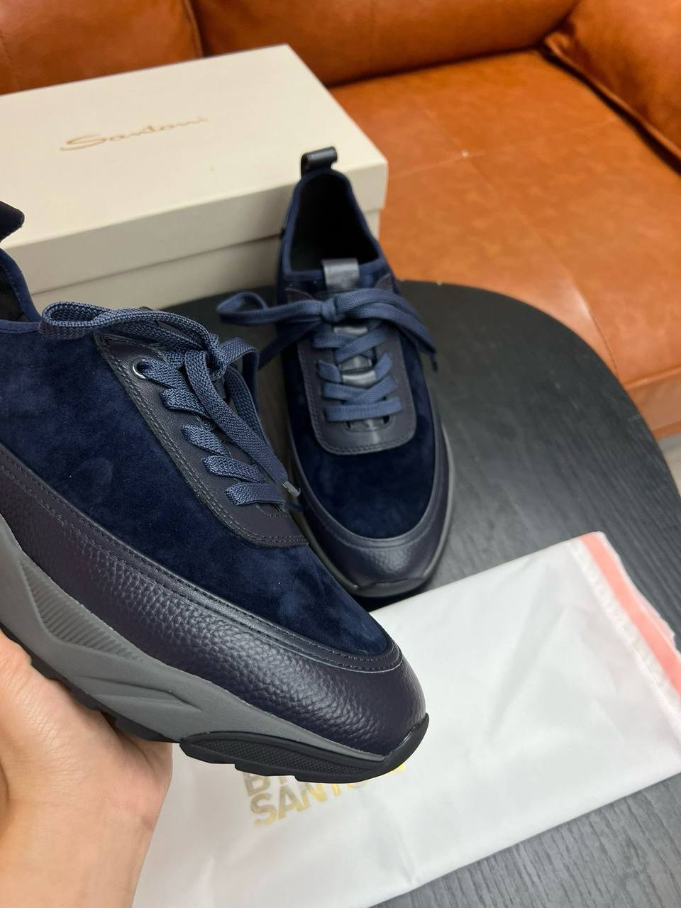 Синие кроссовки от Santoni BP-46985 Синие кроссовки от Santoni BP-46985