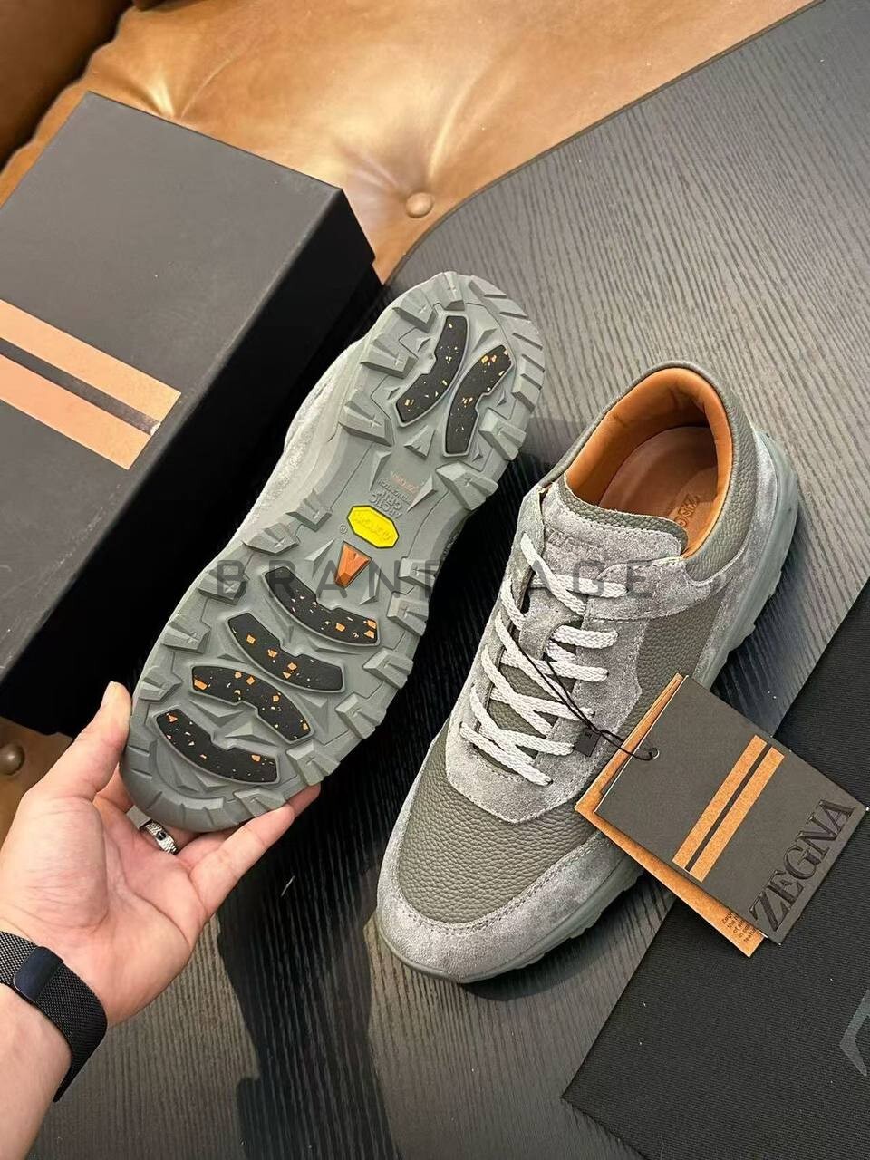 Кроссовки из кожи и замши Zegna BPLUX5428 Кроссовки из кожи и замши Zegna BPLUX5428