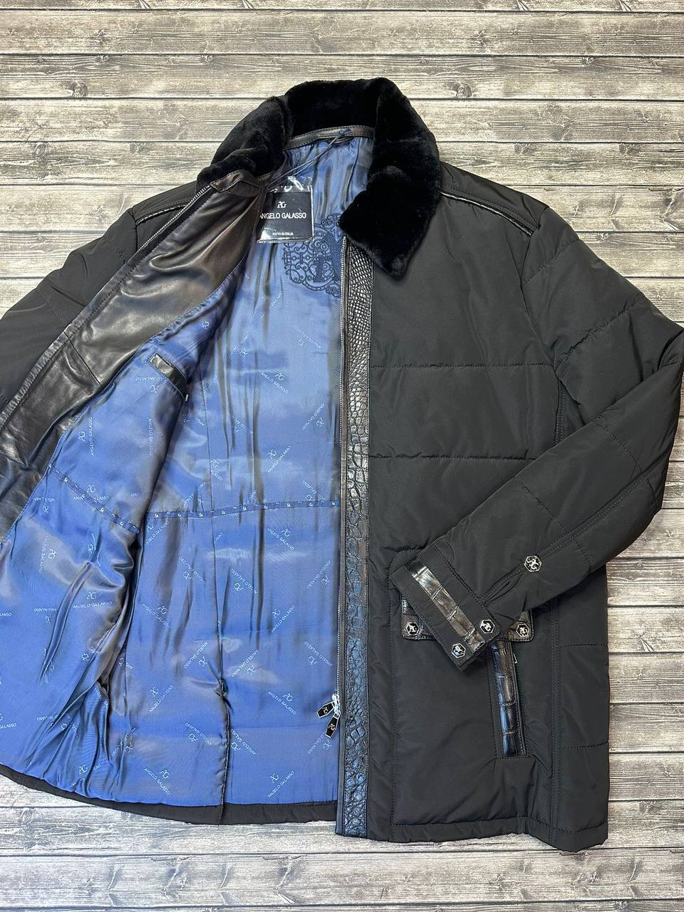 Куртка с кожаными вставками крокодила Angelo Galasso BP-24782 Куртка с кожаными вставками крокодила Angelo Galasso BP-24782