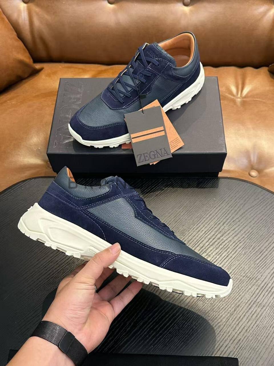 Кроссовки из кожи и замши Zegna BPLUX5419 Кроссовки из кожи и замши Zegna BPLUX5419