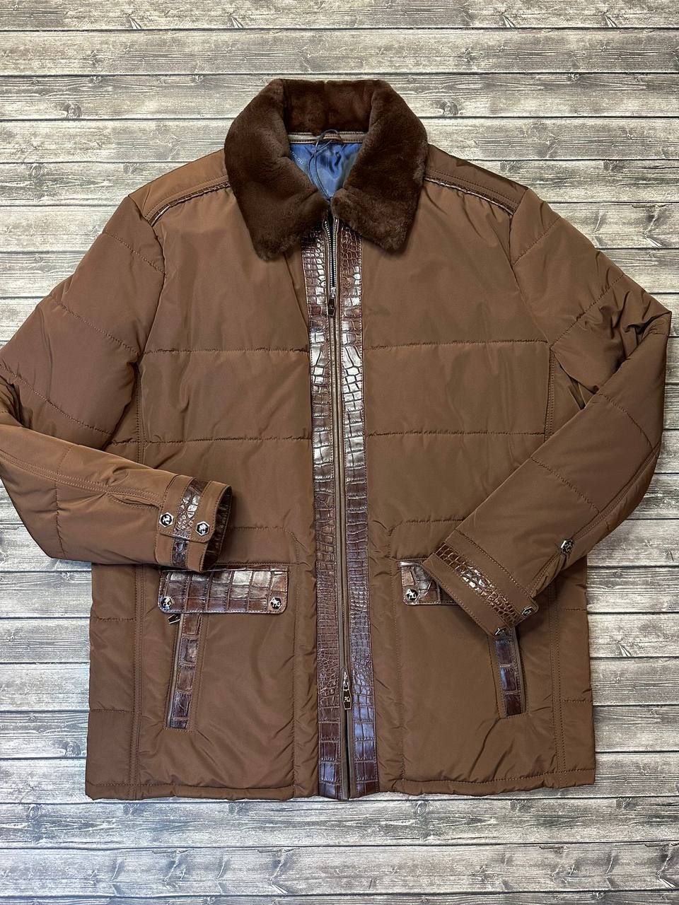 Эксклюзивная куртка с крокодиловой кожей Angelo Galasso BP-24779 Эксклюзивная куртка с крокодиловой кожей Angelo Galasso BP-24779