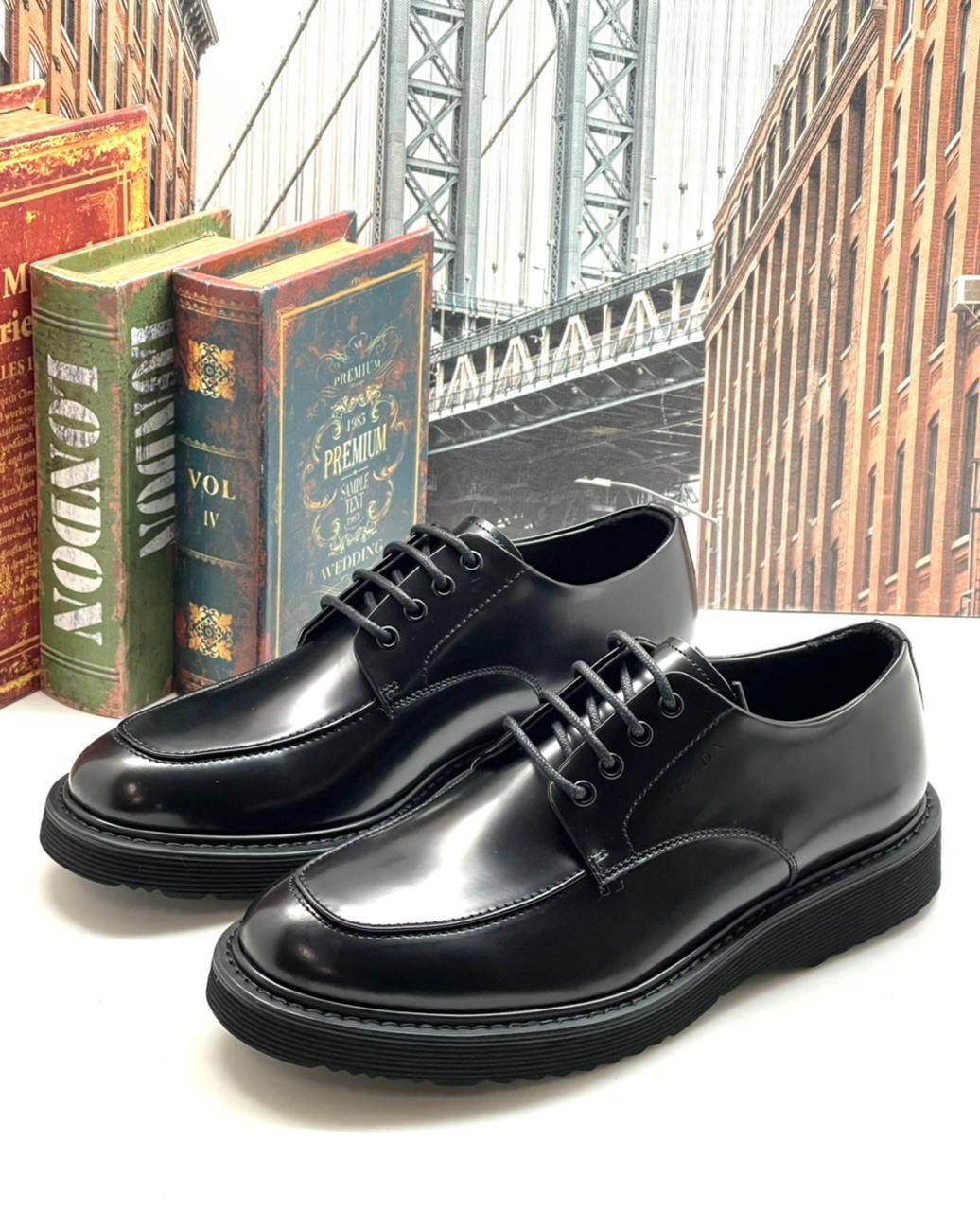 Кожаные дерби Prada премиальные BP-23611 Кожаные дерби Prada премиальные BP-23611