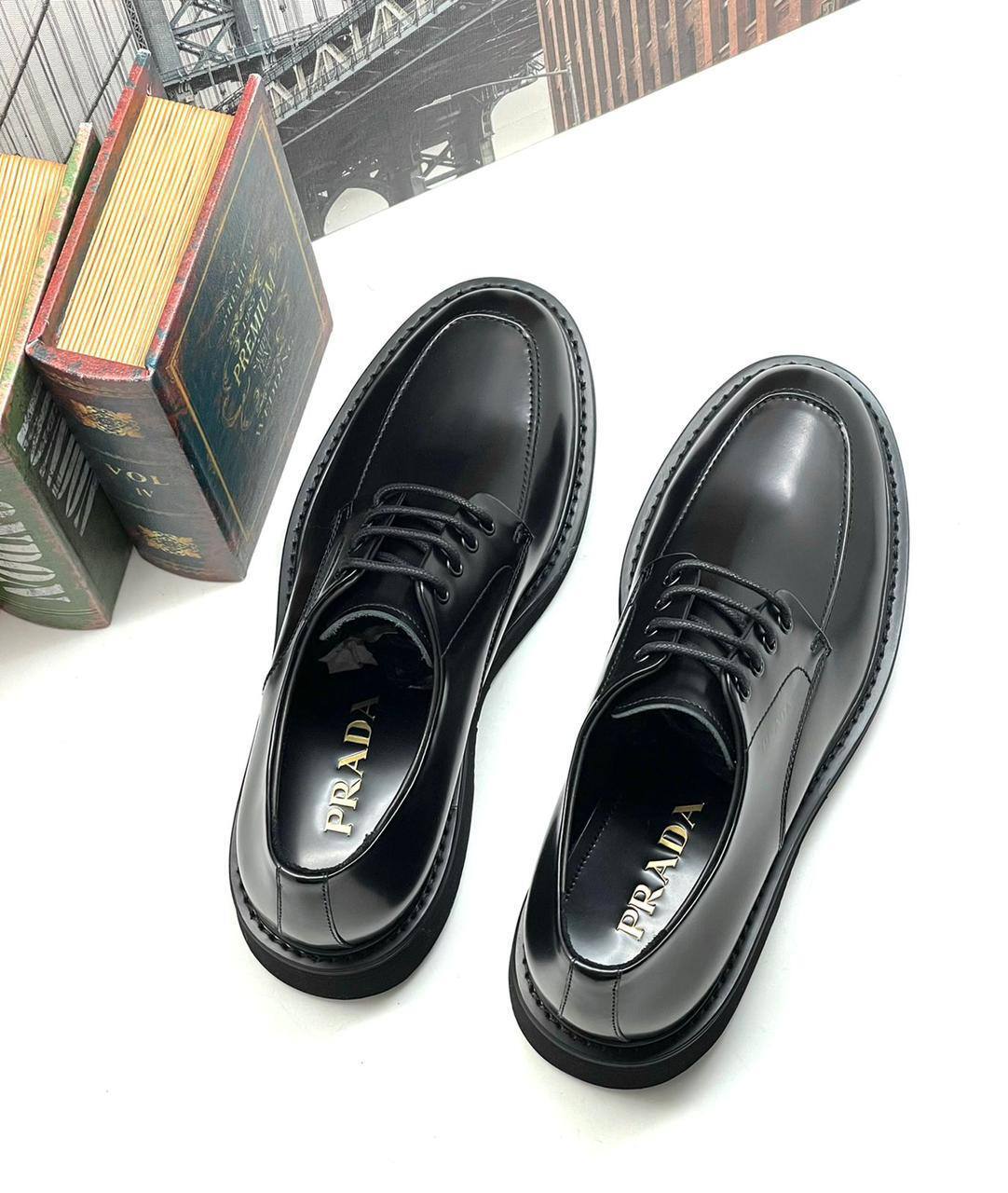 Кожаные дерби Prada премиальные BP-23611 Кожаные дерби Prada премиальные BP-23611
