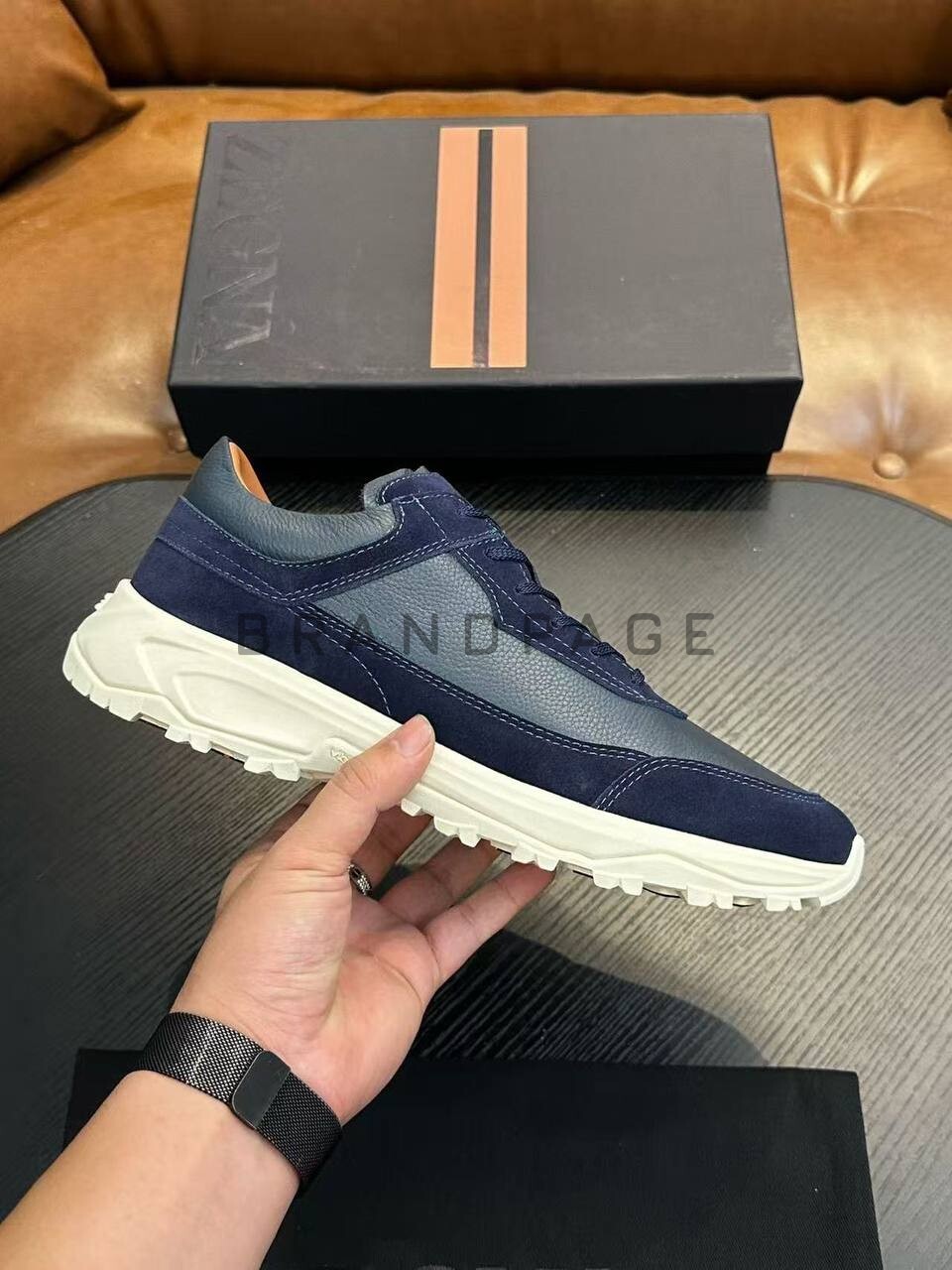 Кроссовки из кожи и замши Zegna BPLUX5419 Кроссовки из кожи и замши Zegna BPLUX5419