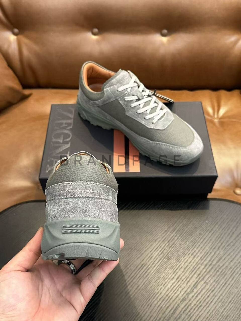 Кроссовки из кожи и замши Zegna BPLUX5428 Кроссовки из кожи и замши Zegna BPLUX5428