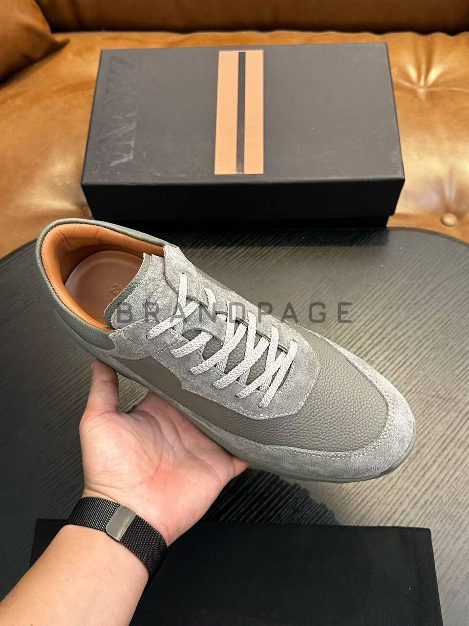 Кроссовки из кожи и замши Zegna BPLUX5428 Кроссовки из кожи и замши Zegna BPLUX5428