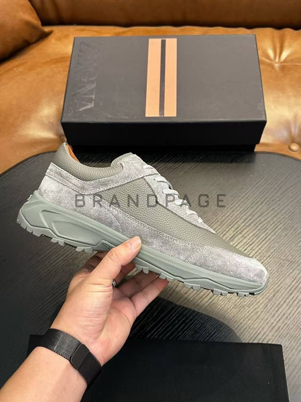 Кроссовки из кожи и замши Zegna BPLUX5428 Кроссовки из кожи и замши Zegna BPLUX5428