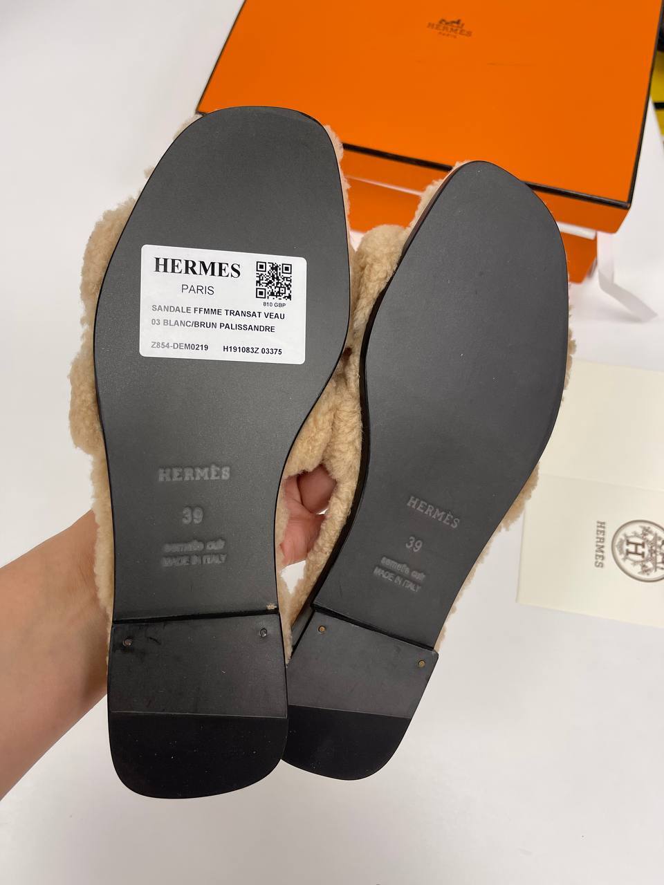 Меховые тапочки премиум Hermes BP-36773 Меховые тапочки премиум Hermes BP-36773
