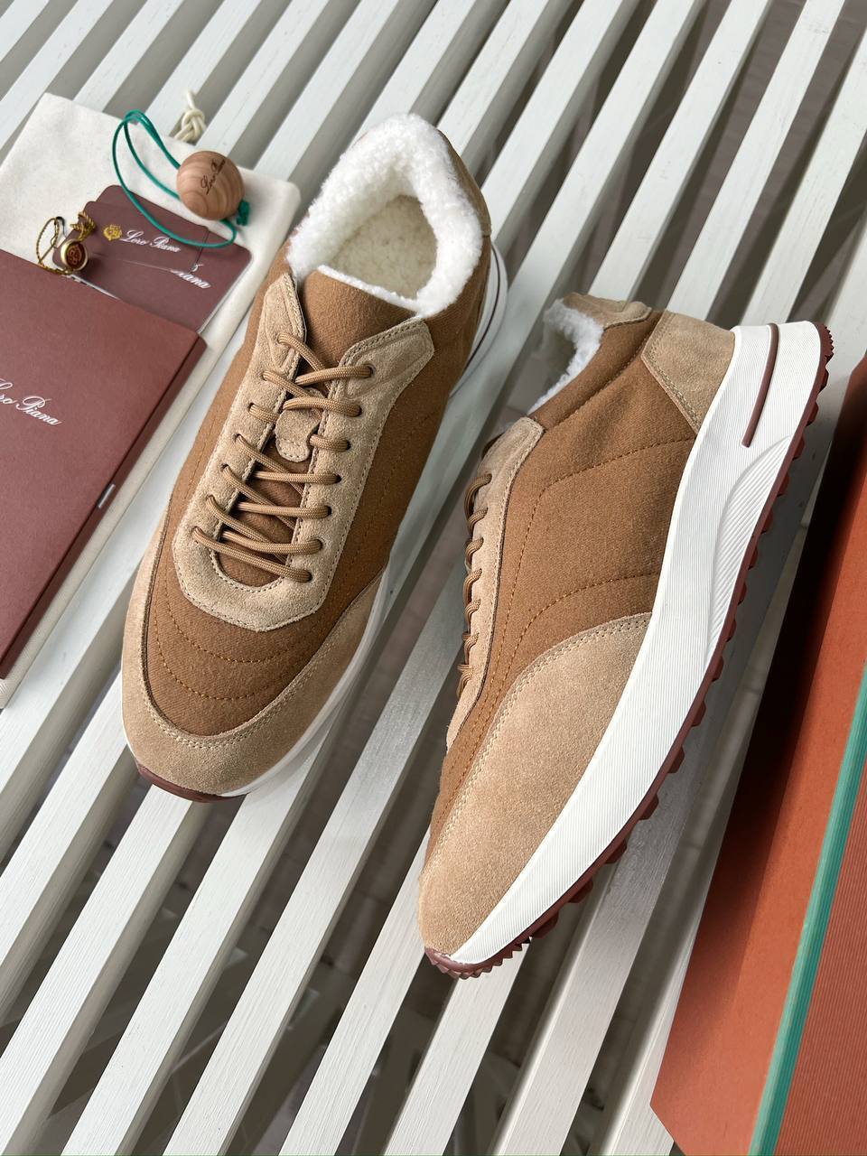 Кроссовки зимние с мехом коричневые Loro Piana BP-433395 Кроссовки зимние с мехом коричневые Loro Piana BP-433395