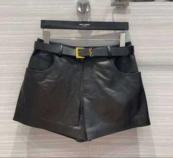 Кожаные шорты Yves Saint Laurent элитные BP-23852 Кожаные шорты Yves Saint Laurent элитные BP-23852