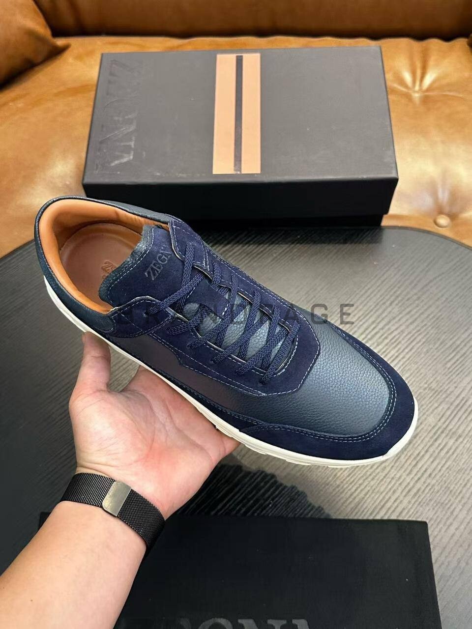 Кроссовки из кожи и замши Zegna BPLUX5419 Кроссовки из кожи и замши Zegna BPLUX5419