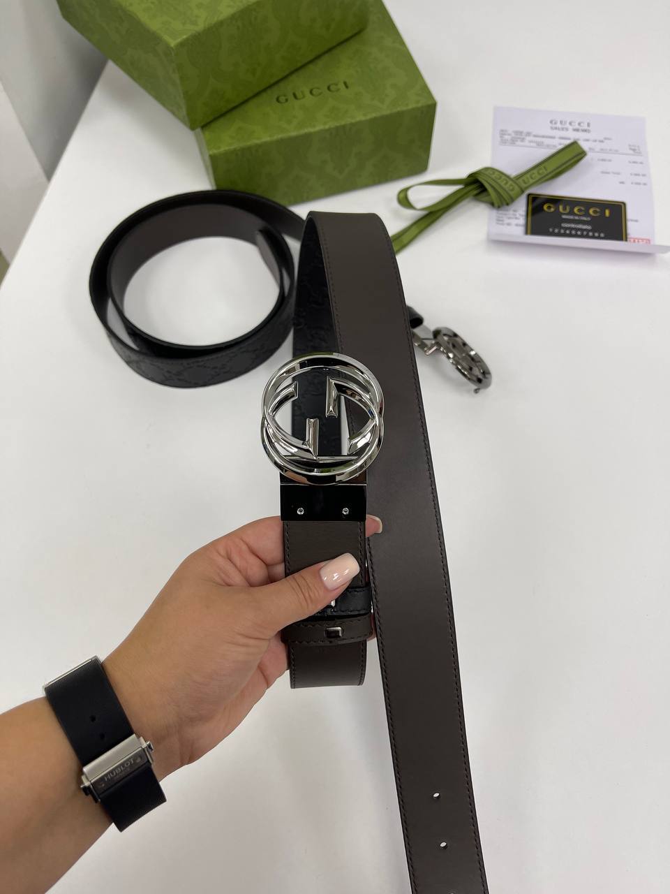 Ремень двусторонний Gucci BP-22247 стильный Ремень двусторонний Gucci BP-22247 стильный