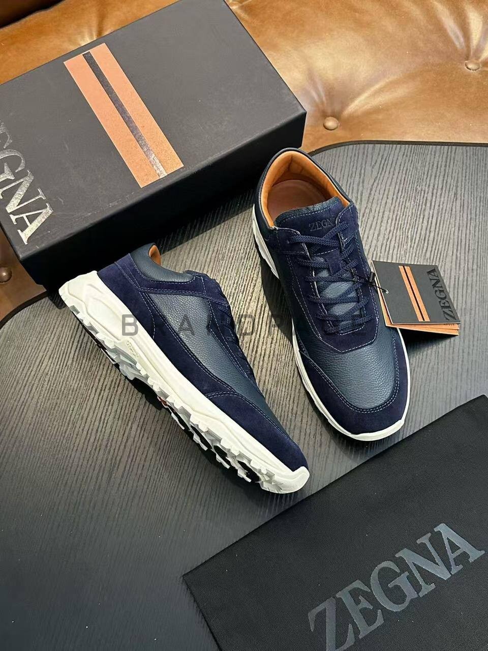 Кроссовки из кожи и замши Zegna BPLUX5419 Кроссовки из кожи и замши Zegna BPLUX5419