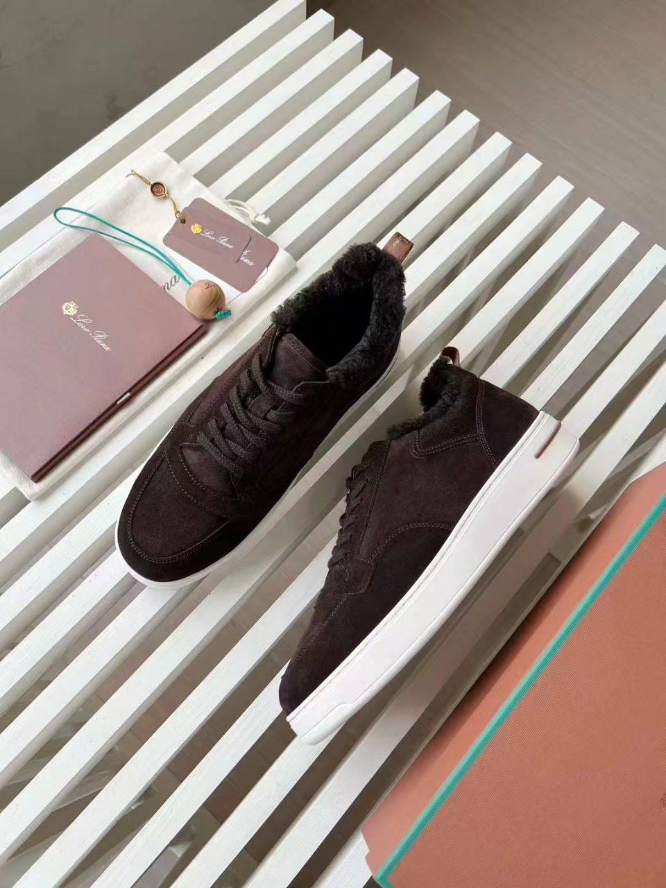 Дизайнерские зимние кеды коричневые Loro Piana BP-595188 Дизайнерские зимние кеды коричневые Loro Piana BP-595188