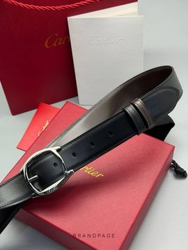 Ремень чёрно-коричневый с серебристой пряжкой от Cartier Drive de Cartier BP5-642762