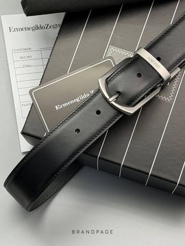 Ремень чёрный с серебристой пряжкой от Zegna BP5-129849