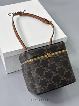 Сумка коричневая с бежевым узором от Celine Cube BP5-374740