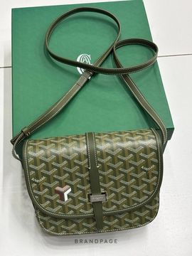Сумка оливково-зелёная с бело-бежевым узором от Goyard BP5-296073
