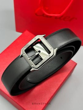 Ремень чёрный с серебристой пряжкой от Cartier BP5-366328