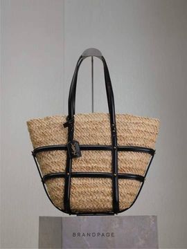 Шоппер бежевый с чёрной отделкой от Saint Laurent BP5-232477